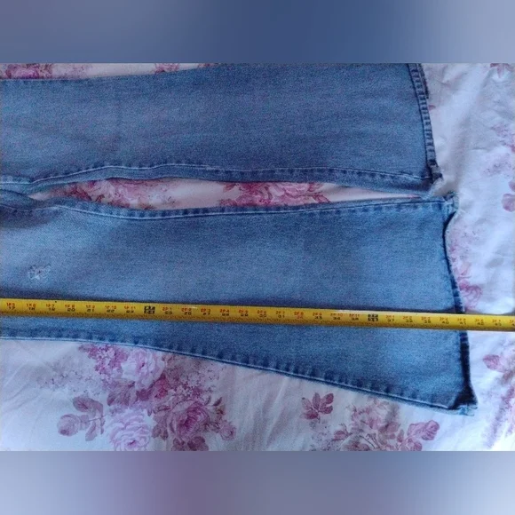 VINTAGE 'Liquid Jeans' SIZE 3 Flared Leg Blue Denim Jeans From The 1990's MINT - Picture 8 of 10